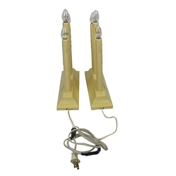 Christmas Holiday Electric Candelabra Vintage Mid-Century Retro Candle Lamps - Picture 5 of 6